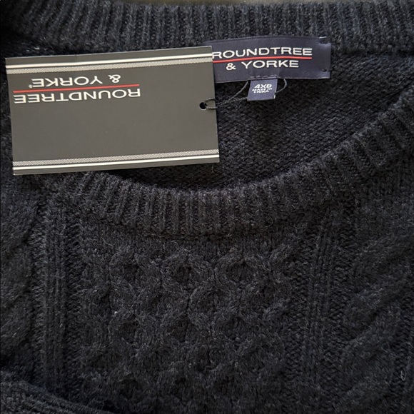 NWT Roundtree & Yorke 4X 4XL Navy Wool Blend Fisherman Style Sweater - Picture 7 of 7